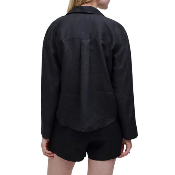 Madewell Shirt Womens Small Black Double Pocket Button Down Oversized - Picture 10 of 10